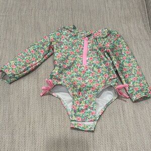 Cat & Jack Floral Kids bathing suit - Pink and Green